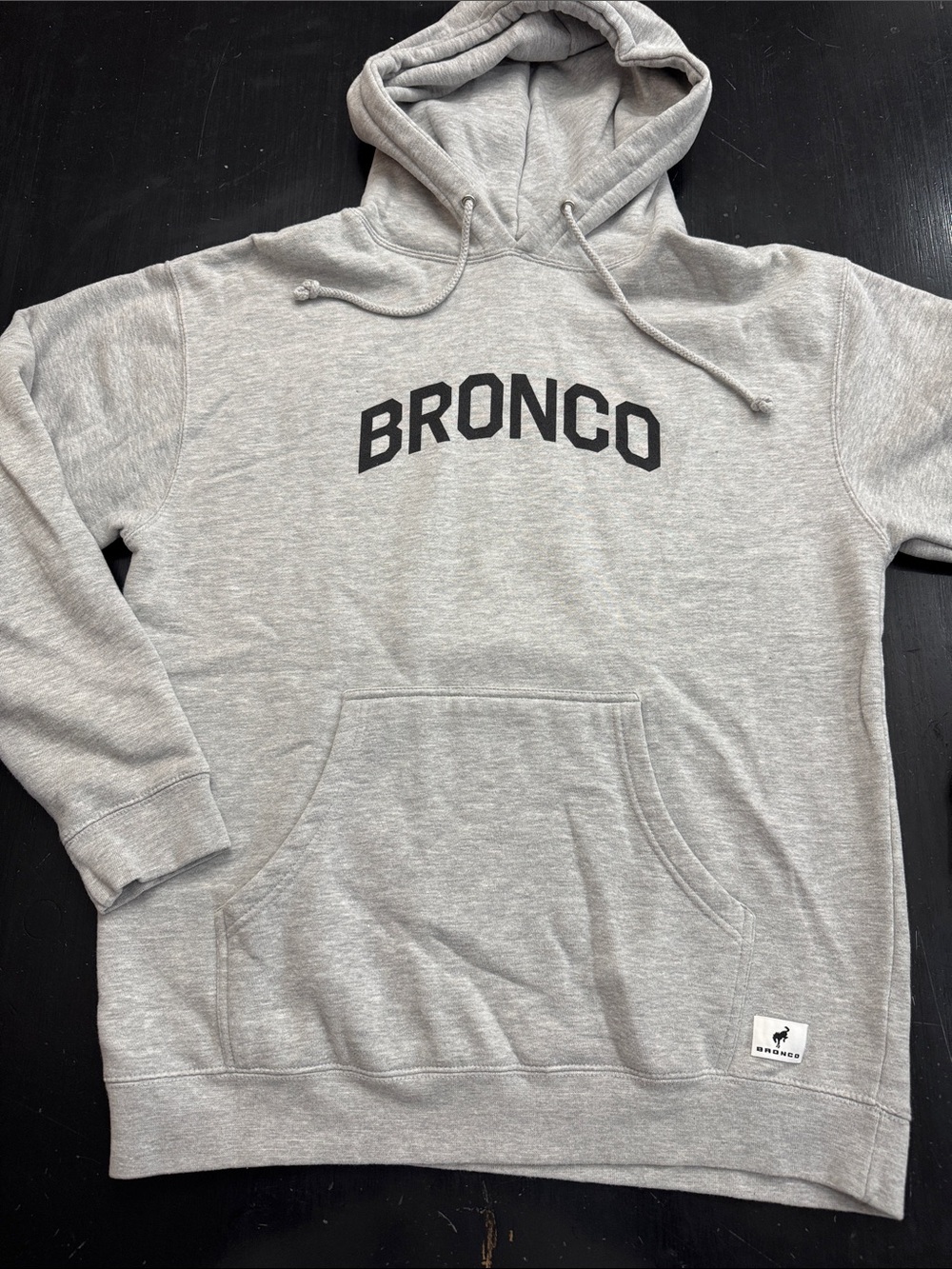 ford BRONCO hoodie sweatshirt. size men’s large. gray. black screen print.